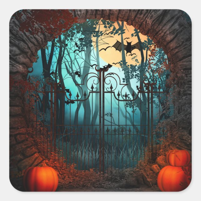Halloween Scary Scene (2) - Customise Square Sticker (Front)