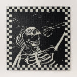 Halloween Scary Skeleton Black White Chequered Jigsaw Puzzle<br><div class="desc">Halloween Scary Skeleton Black White Chequered Retro Jigsaw Puzzle features a scary skeleton surrounded by a black and white chequered pattern. Perfect for your Halloween party. Designed by ©Evco Holidays www.zazzle.com/store/evcoholidays</div>