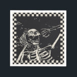 Halloween Scary Skeleton Black White Chequered Napkin<br><div class="desc">Halloween Scary Skeleton Black White Chequered Retro Paper Party Napkins features a scary skeleton surrounded by a black and white chequered pattern. Perfect for your Halloween party. Designed by ©Evco Holidays www.zazzle.com/store/evcoholidays</div>