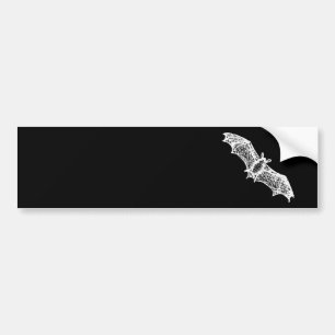 Halloween scary sketch contour White bat Bumper Sticker
