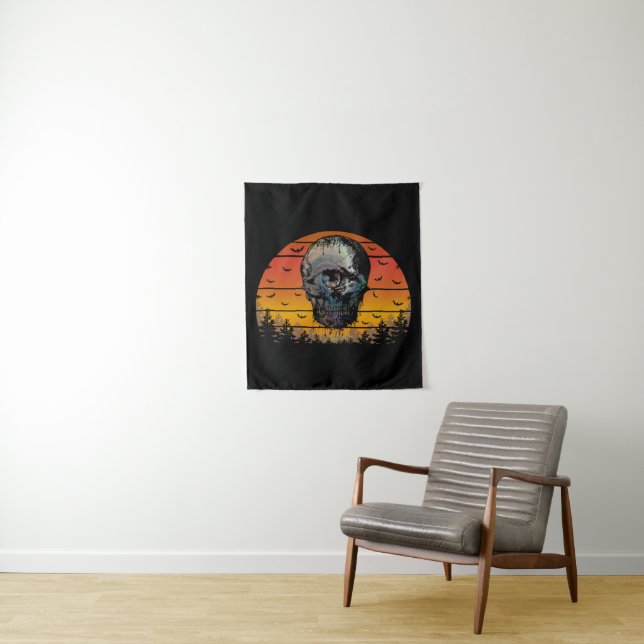 HALLOWEEN SCARY SKULL TAPESTRY (In Situ)