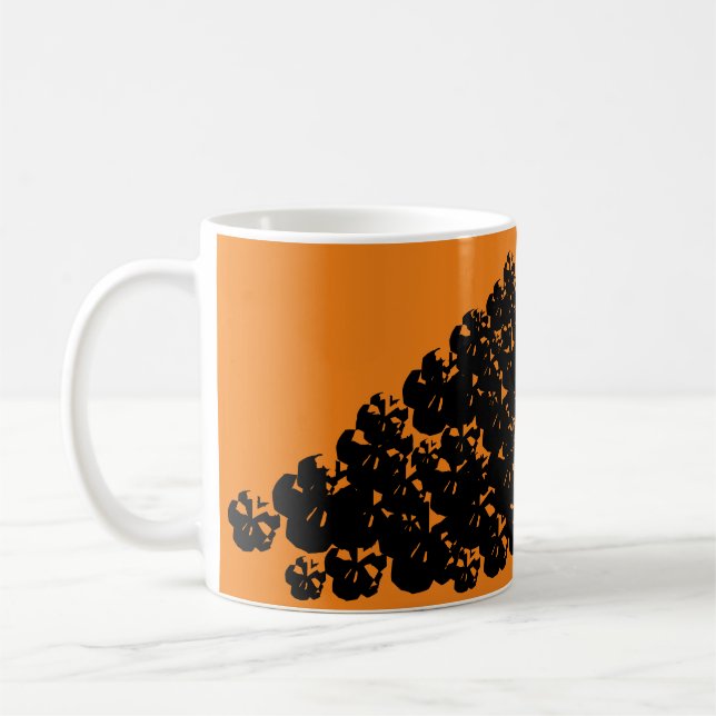 Halloween scary skulls pile black orange coffee mug (Left)