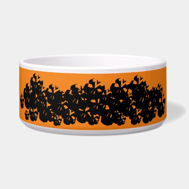 Halloween scary skulls pile black orange pattern (Front)