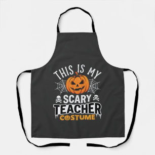 Halloween Scary Teacher Costume Pumpkin Design Apron