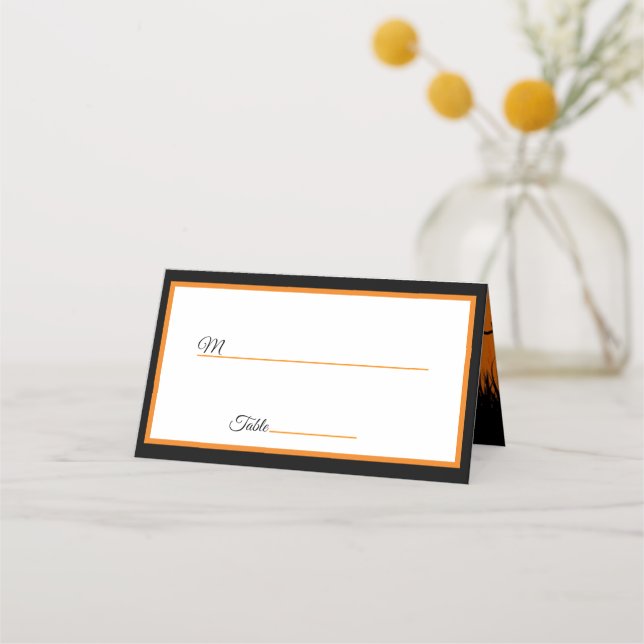 Halloween Scary Tree Personalise Names Date Place Card (Front)