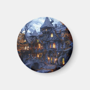 Halloween Scary Witch Castle Magnet