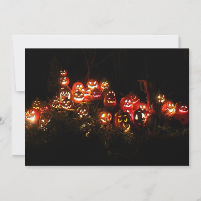 Halloween Scene Filled with Jack-O-Lanterns Card (Front)