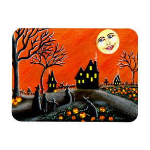 Halloween scene magnet" Ripening Jack-O-Lanterns" Magnet