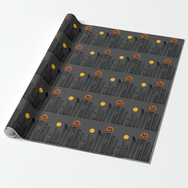 Halloween scene on wrapping paper (Unrolled)