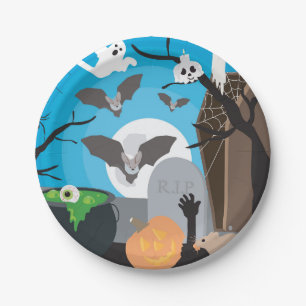 Halloween Scene Paper Plate