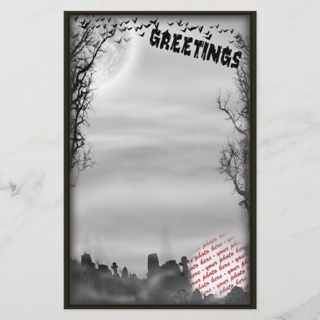 Halloween Scene Photo Frame Stationery (Front)