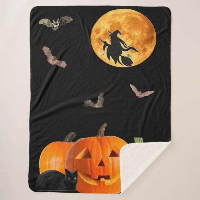 Halloween Scene Sherpa Blanket (Front)