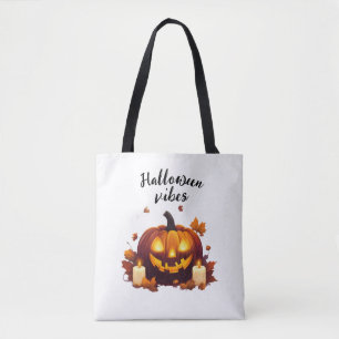 Halloween scene tote bag