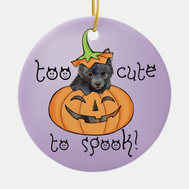 Halloween Schipperke Ceramic Ornament (Front)