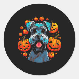 Halloween Schnauzer Dog Black Premium Tri-Blend Classic Round Sticker