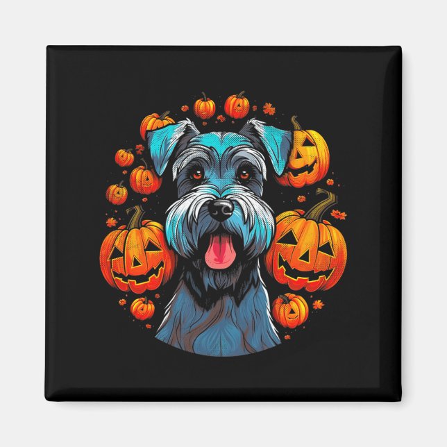 Halloween Schnauzer Dog Black Premium Tri-Blend Magnet (Front)