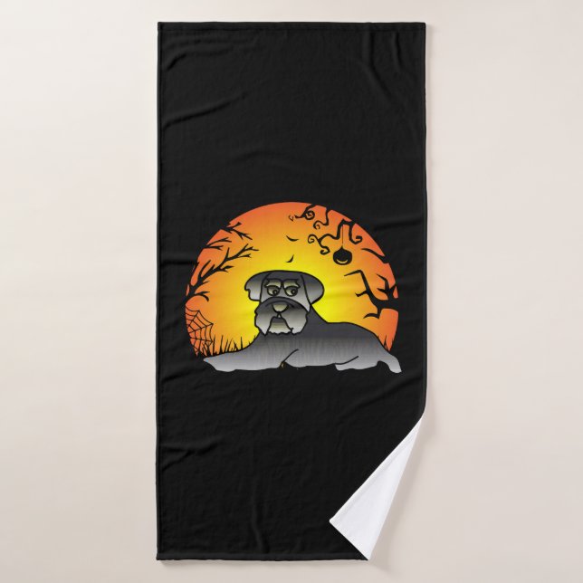 Halloween Schnauzer Dog Lover T-shirt Bath Towel (Bath Towel)