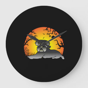 Halloween Schnauzer Dog Lover T-shirt Large Clock