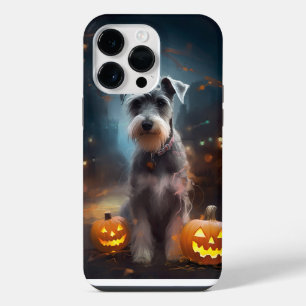 Halloween Schnauzer With Pumpkins Scary iPhone 14 Pro Max Case