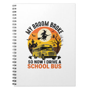 Halloween School Bus Witch Vintage Teacher Design_ Notebook