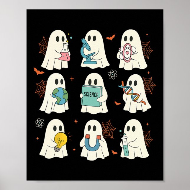 Halloween Science Teacher Student Ghost Laboratory Poster (Front)