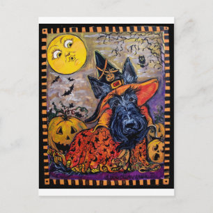 Halloween Scottish Terrier Postcard