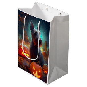 Halloween Scottish Terrier With Pumpkins Scary  Medium Gift Bag