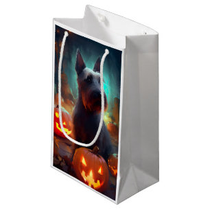 Halloween Scottish Terrier With Pumpkins Scary  Small Gift Bag
