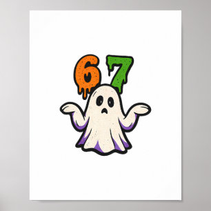 Halloween Scp 67 Cute Ghost Meme Six Seven Costume Poster