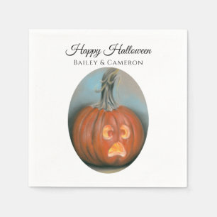 Halloween Screaming Jack O Lantern Pumpkin Pastel Napkin