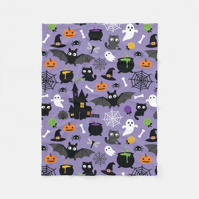 Halloween Seamless Pattern Fleece Blanket (Front)