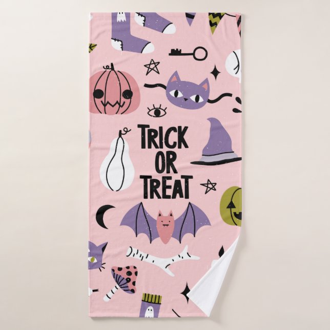 Halloween seamless pattern with different cute car bath towel (Bath Towel)