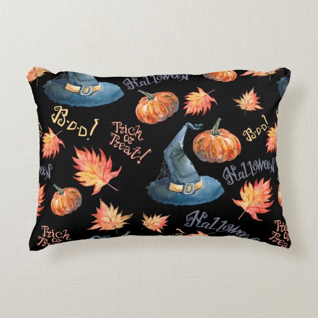 Halloween seamless pattern with halloween pumpkin, decorative cushion (Front)