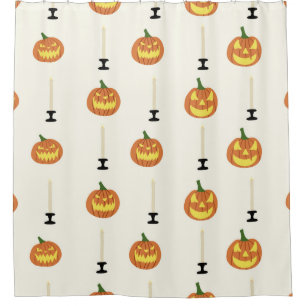 Halloween seamless pattern with pumpkins and candl shower curtain