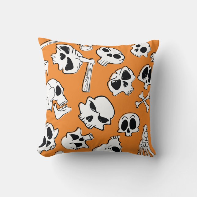 Halloween seamless pattern with skulls and bones.  cushion (Front)