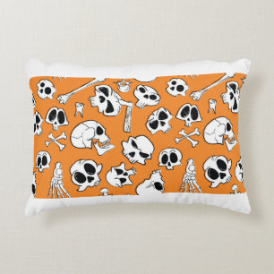 Halloween seamless pattern with skulls and bones.  decorative cushion