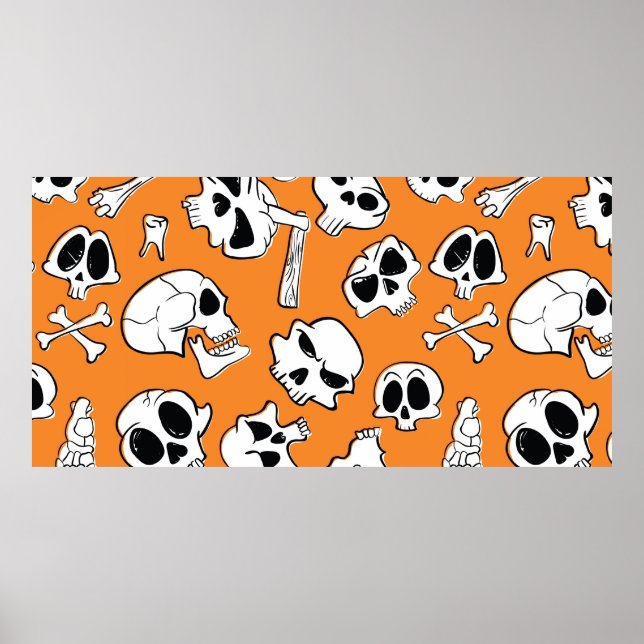 Halloween seamless pattern with skulls and bones.  poster (Front)