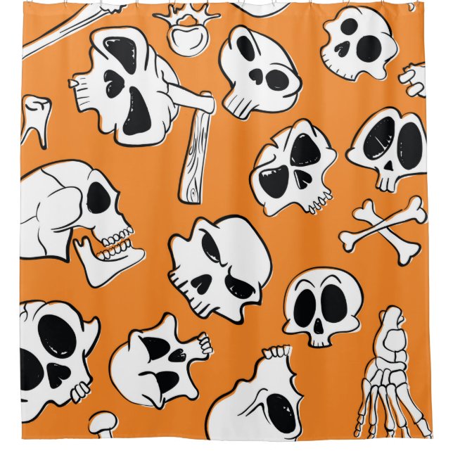 Halloween seamless pattern with skulls and bones.  shower curtain (Front)