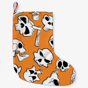 Halloween seamless pattern with skulls and bones. small christmas stocking