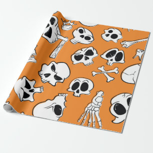 Halloween seamless pattern with skulls and bones. wrapping paper