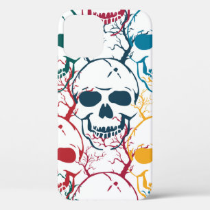Halloween seamless pattern with skulls. Colourful  iPhone 12 Case