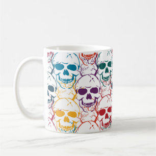 Halloween seamless pattern with skulls. Colourful Coffee Mug