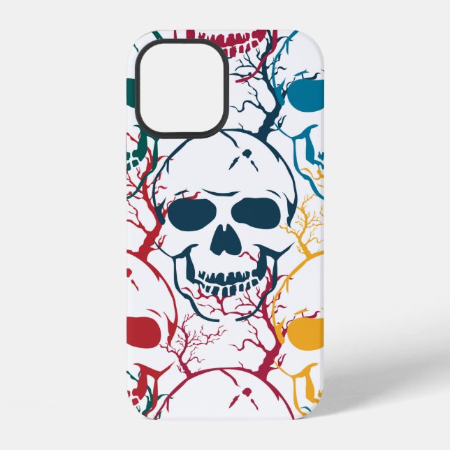 Halloween seamless pattern with skulls. Colourful  iPhone Case (Back)