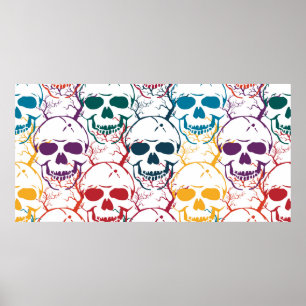 Halloween seamless pattern with skulls. Colourful  Poster