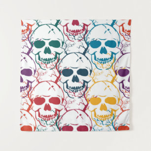 Halloween seamless pattern with skulls. Colourful  Tapestry