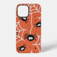 Halloween seamless pattern with spiders and web.