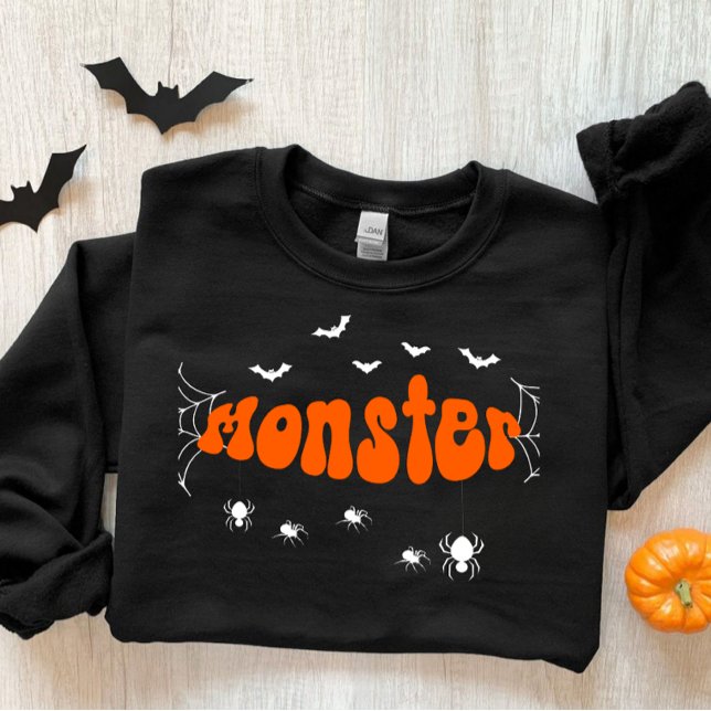 Halloween season sweatshirt, spooky retro season sweatshirt (Retro lettering, with beautiful spider webs.)