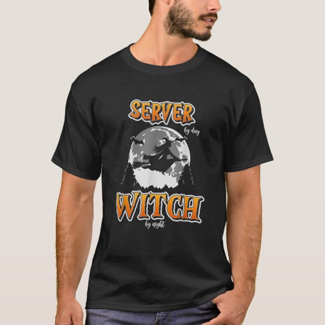 Halloween Server Witch Funny Cute Restaurant Waitr T-Shirt (Front)