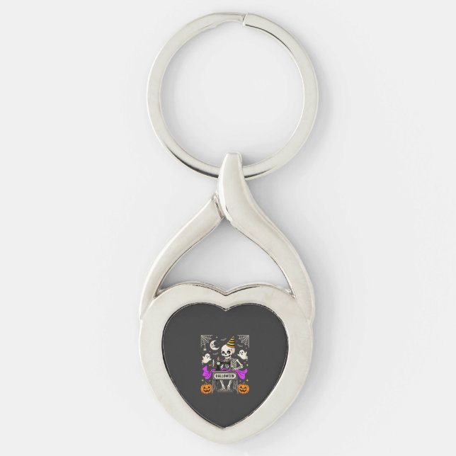 Halloween Sewing Skeleton Spooky Ghost Pumpkin Sew Key Ring (Front)