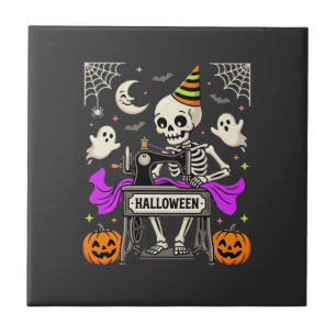 Halloween Sewing Skeleton Spooky Ghost Pumpkin Sew Tile